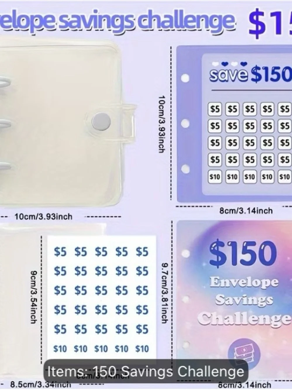 Holographic Envelope Savings Organizer - Pink & Blue
